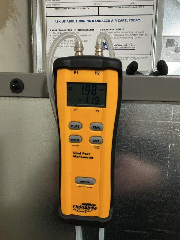 Responded to no-heat call on 3-year-old furnace displaying error code 224. Performed diagnostic testing using dual port manometer to measure gas pressure and system pressures. Initial reading showed 281/-167, followed by adjusted reading of 198/1.3, indicating proper gas supply and pressure regulation. Cleared error code, verified furnace ignition sequence, and confirmed unit returned to normal operation. System tested and left operational under both parts and labor warranty coverage.