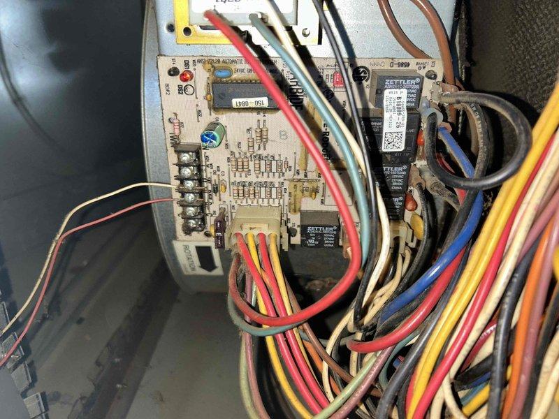 Responded to service call for Goodman furnace not heating in basement location. Upon inspection, identified control board and relay system issues preventing proper furnace operation. Evaluated electrical connections, circuit board condition, and control modules to diagnose heating failure. Documented existing equipment configuration including ductwork, ventilation system, and electrical components for new homeowner's records.