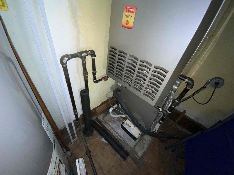 Performed full system estimate for replacement of 22-year-old Bryant HVAC unit with failed inducer motor. Assessed existing equipment configuration in mechanical room, documented current system layout including refrigerant lines, condensate piping, electrical connections, and ductwork transitions. Provided comprehensive replacement options and recommendations for complete system upgrade.
