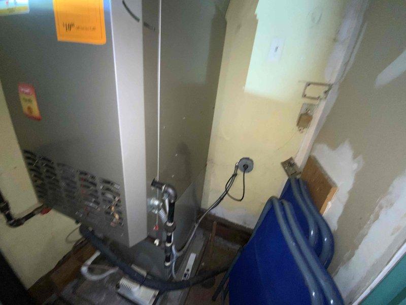 Performed full system estimate for replacement of 22-year-old Bryant HVAC unit with failed inducer motor. Assessed existing equipment configuration in mechanical room, documented current system layout including refrigerant lines, condensate piping, electrical connections, and ductwork transitions. Provided comprehensive replacement options and recommendations for complete system upgrade.