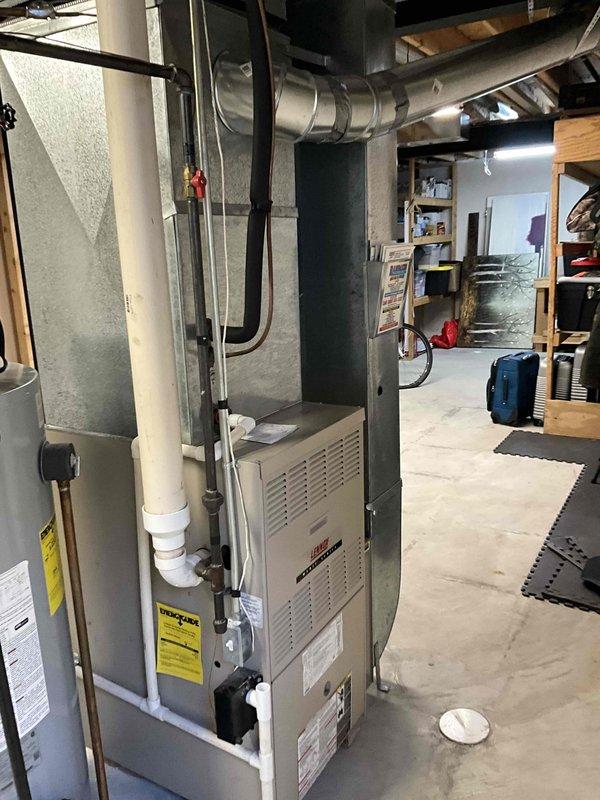 Conducted comprehensive full system HVAC estimate for residential property with aging equipment including 16-year-old Lennox furnace and 22-year-old Lennox air conditioning system located in basement utility area. Performed thorough inspection and documentation of existing equipment configuration, ductwork, ventilation components, and mechanical room layout to provide replacement recommendations for customer seeking system upgrade within the next month.