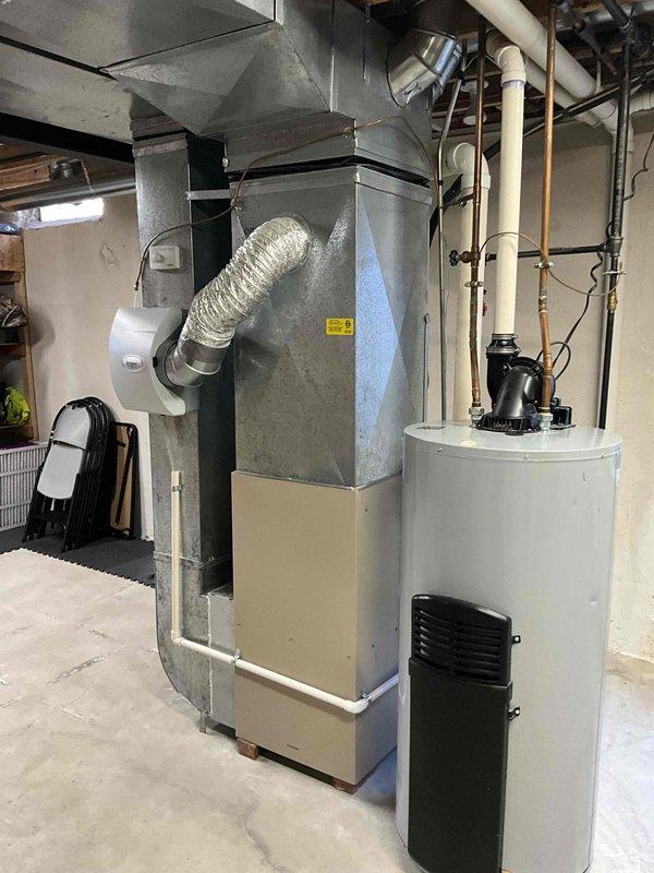 Conducted comprehensive full system HVAC estimate for residential property with aging equipment including 16-year-old Lennox furnace and 22-year-old Lennox air conditioning system located in basement utility area. Performed thorough inspection and documentation of existing equipment configuration, ductwork, ventilation components, and mechanical room layout to provide replacement recommendations for customer seeking system upgrade within the next month.
