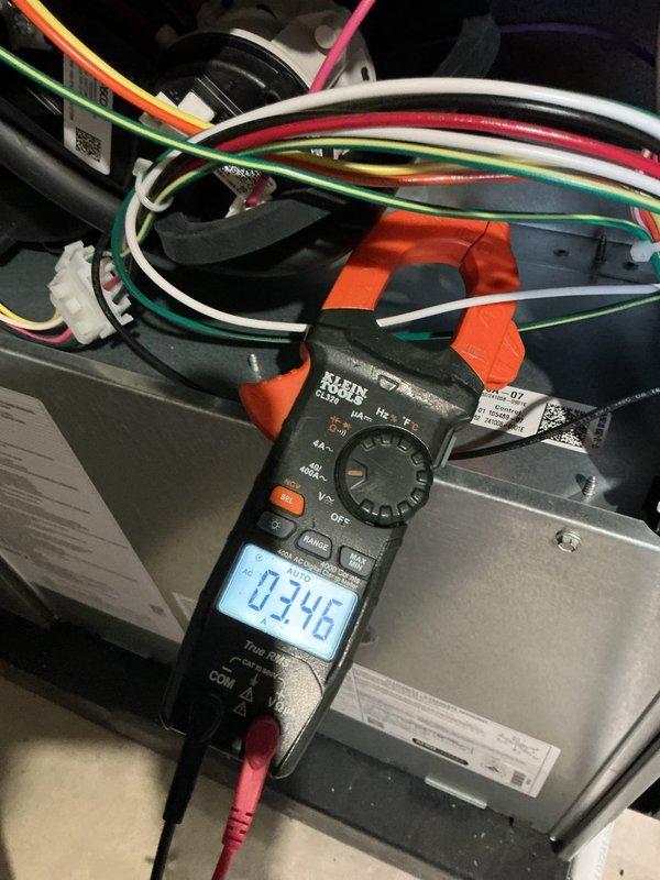 Completed scheduled ACM maintenance on Lennox system, including filter and evaporator pad replacement. Performed electrical diagnostics with multimeter, verifying proper voltage readings across control board and wiring connections. Thermostat operational and displaying correct temperature and humidity levels at time of service completion.