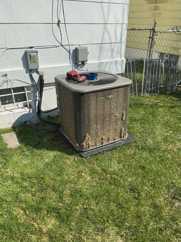 Completed annual cooling maintenance on residential outdoor condenser unit. Performed standard ACM procedures including system inspection, coil cleaning, electrical connection verification, and refrigerant level assessment. Unit operational with no deficiencies noted. Two filter replacements required at indoor air handler locations.