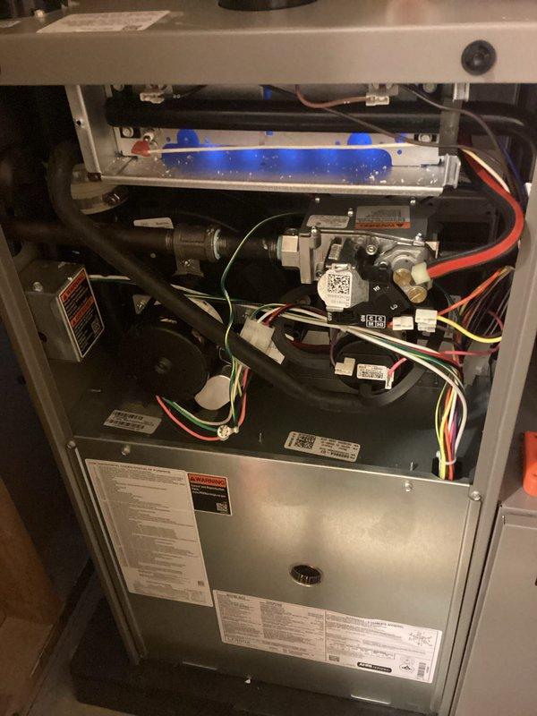 Completed complimentary annual heating and cooling inspection on 2-year-old system. Performed comprehensive AC tune-up and furnace evaluation, including burner inspection with visual confirmation of proper flame characteristics, gas valve operation check, and electrical component verification. All systems operating within normal parameters with no issues identified; unit maintained in good working condition.