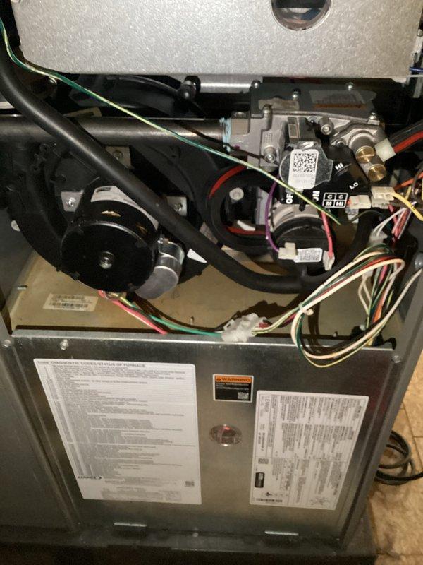 Completed scheduled preventative maintenance on residential gas furnace system during evening appointment. Performed comprehensive inspection of all internal components including blower motor assembly, gas valve operation, electrical connections, and control systems. All wiring harnesses, safety controls, and mechanical components found to be in proper working condition with no deficiencies noted.