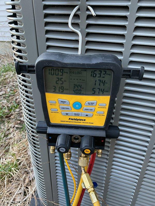 Completed comprehensive 3-year recurring maintenance service for both heating and cooling systems. Performed thorough inspection of indoor air handler unit located in utility closet, checking blower motor assembly, electrical connections, and control components. Conducted outdoor condensing unit evaluation with digital manifold gauges, measuring system pressures and refrigerant charge levels to verify proper operation. All equipment tested and confirmed operating within manufacturer specifications.