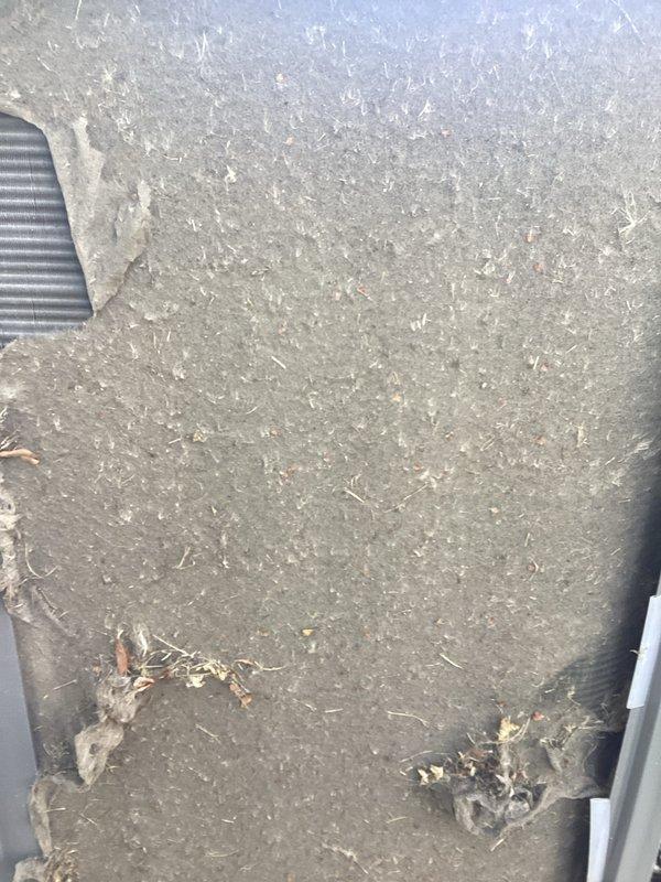 Completed annual cooling maintenance on residential air conditioning system. Inspected condenser coil and found moderate accumulation of dirt, dust, and organic debris on fins; cleaned coil surfaces to restore proper airflow and heat transfer efficiency. Verified all components operating within normal parameters upon completion of maintenance procedures.