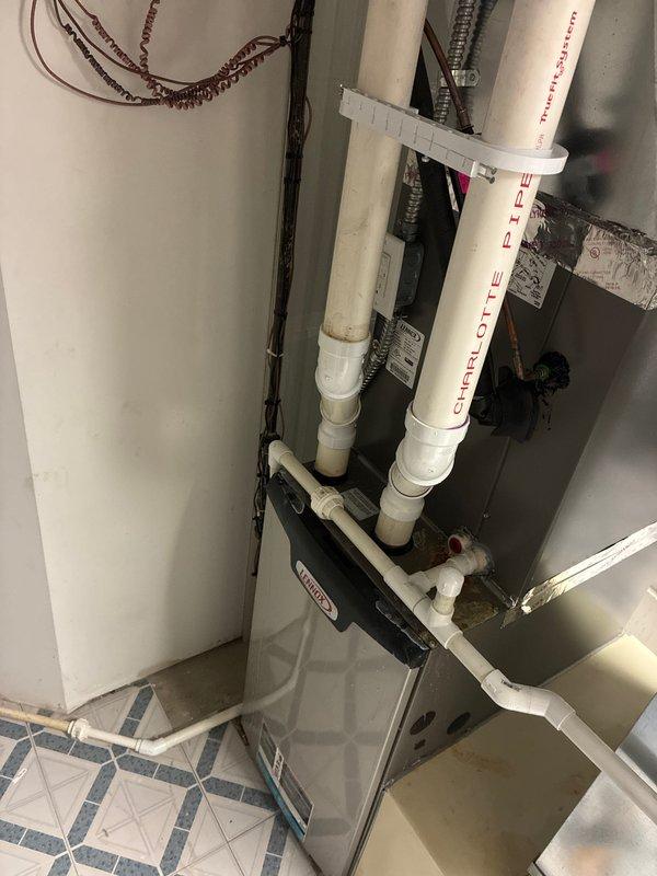 Completed scheduled Air Care Heating maintenance on Lennox HVAC system. Performed comprehensive inspection of air handler unit, including blower motor assembly, electrical connections, and internal components. Verified proper operation of condensate drain lines and PVC vent piping system. All equipment found to be in good working condition with no issues identified during inspection.