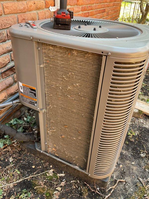 Completed annual cooling maintenance on outdoor condenser unit. Upon inspection, identified need for PCO (Photocatalytic Oxidation) kit installation to improve indoor air quality and system performance. Unit showed signs of weathering and accumulated debris around base and on exterior panels. Recommended PCO kit installation to proceed with system optimization and provided customer with cost to authorize work and restore unit to optimal operating condition.