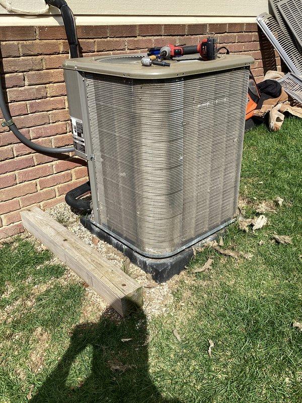 Completed scheduled air conditioning maintenance on residential condensing unit. Performed system inspection, replaced air filter, and verified proper operation of all components. Unit tested and left in good working condition.