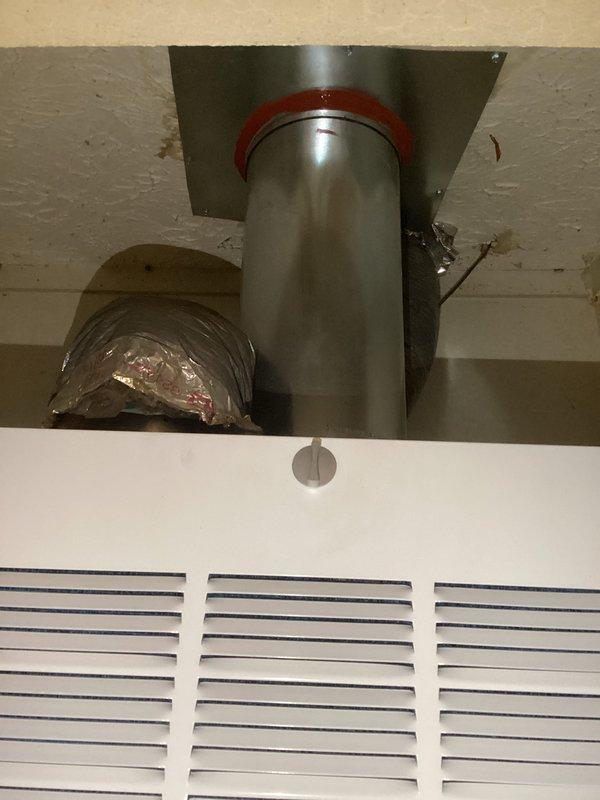 Completed full mobile furnace installation including proper venting system with sealed flue pipe penetration through ceiling assembly and metal flashing. Installed new air filtration system with appropriate filter media. All permits obtained prior to installation, ductwork connections secured, and system tested for proper operation and safety compliance.