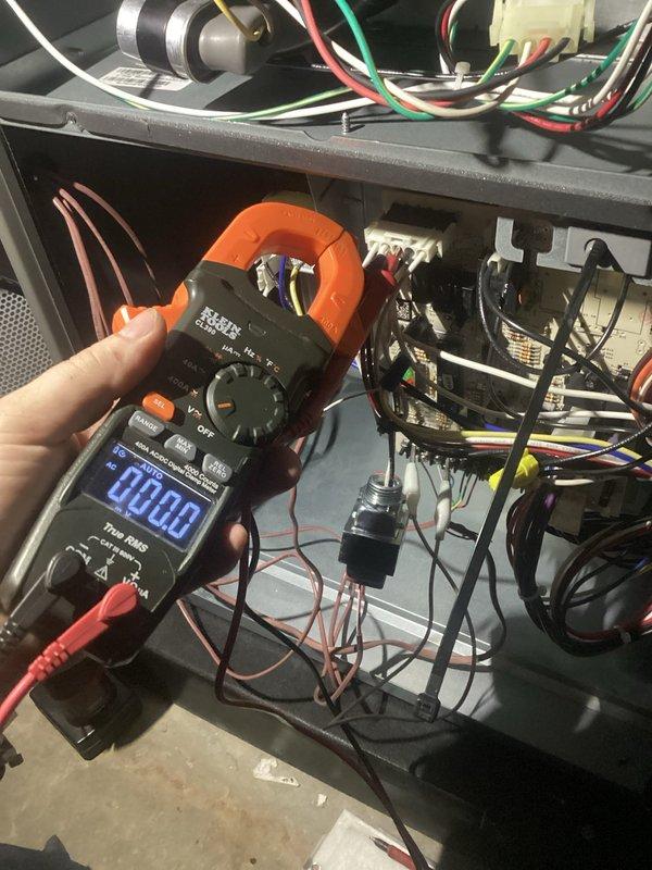 Responded to no-heat call with reported gas odor. Upon arrival, performed safety inspection and confirmed furnace was non-operational. Conducted electrical diagnostics using clamp meter to verify power supply and circuit integrity throughout the control board and wiring harnesses. Inspected all electrical connections, wire terminations, and safety controls within the unit. Addressed the safety concern regarding gas odor, checked gas valve operation, and verified proper system shutdown. Replaced necessary components and restored unit to safe operating condition with proper heat output.