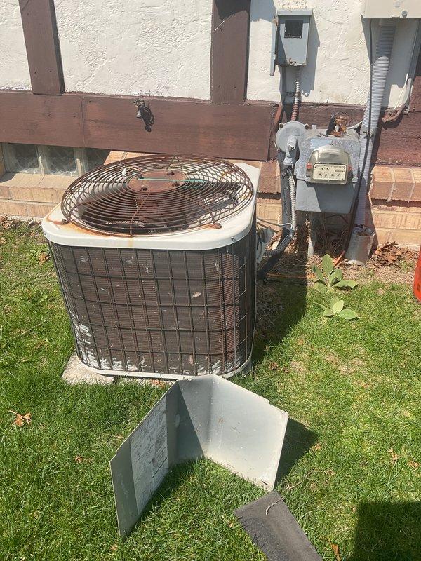 Completed annual cooling maintenance on residential HVAC system. Inspected outdoor condensing unit, verified capacitor operation and electrical connections, replaced furnace filter, and documented equipment condition with photos. All components operating within normal parameters upon completion of preventative maintenance service.