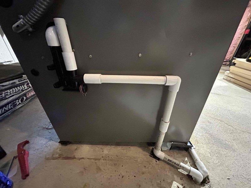 Replaced defective heat exchanger on 14K71 furnace unit and performed complete re-leveling of equipment to ensure proper operation and condensate drainage. Tagged replaced part for warranty documentation and verified system functionality upon completion.