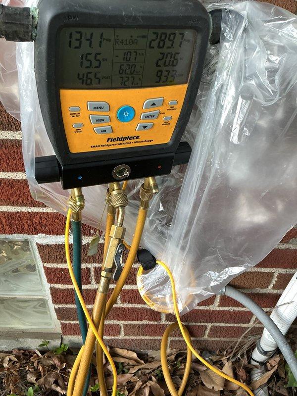 Performed annual cooling maintenance on residential HVAC system per service agreement. Conducted comprehensive system inspection of outdoor condensing unit, checking all electrical connections, contactors, and capacitor. Measured and recorded refrigerant pressures and temperatures using digital manifold gauges, verifying proper system charge and operation. All readings within manufacturer specifications. Cleaned condenser coil and cleared debris from unit base. System operating efficiently with no deficiencies noted.