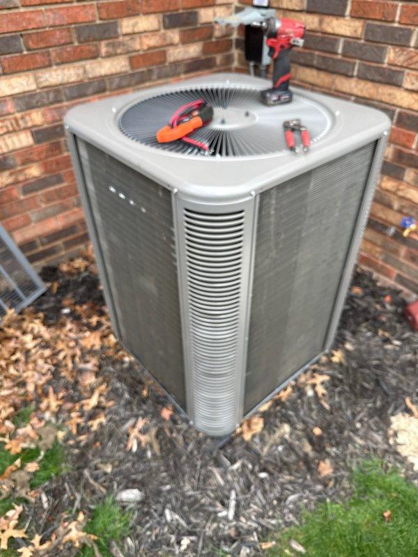 Completed scheduled Air Care Maintenance on residential HVAC system, including inspection and servicing of outdoor condenser unit and replacement of furnace filters. Unit was found in good operating condition with all components functioning properly, and work area was cleared of debris to ensure optimal airflow and system performance.