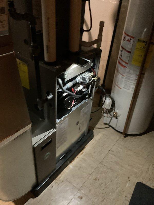 Completed scheduled HVAC maintenance on residential gas furnace system. Replaced furnace filter and humidifier pad as requested. Performed comprehensive inspection of heating system components including gas valve, burner assembly, blower motor, and control board. Verified proper operation of all internal components, electrical connections, and safety controls. System tested and operating within normal parameters.