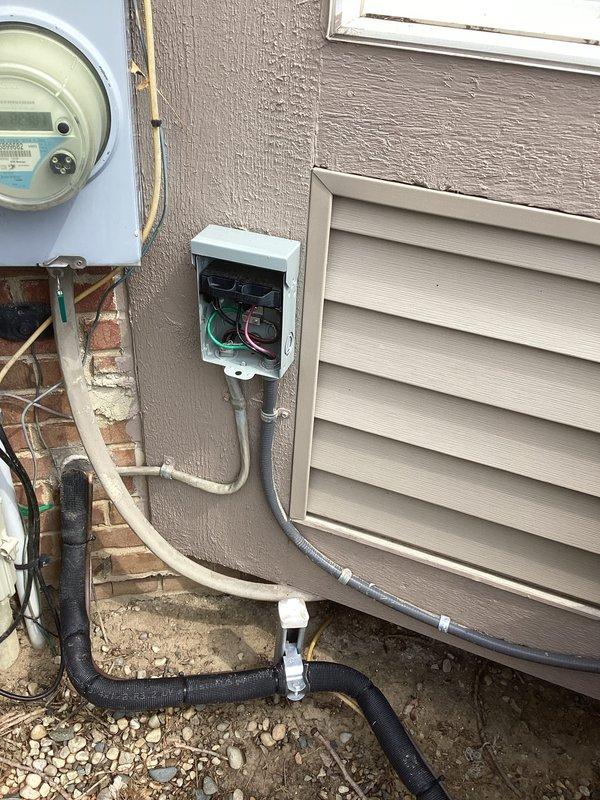 Completed routine Air Care Cooling maintenance inspection on residential HVAC system. Performed standard ACM procedures including system evaluation, visual inspection of exterior electrical service components and meter connections, and documentation of equipment conditions through photographic records for quality assurance and customer files.