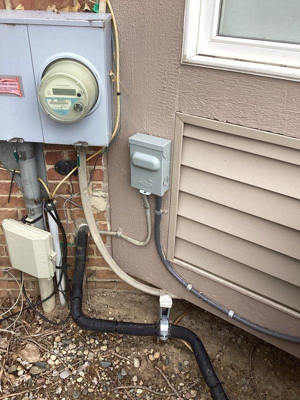 Completed routine Air Care Cooling maintenance inspection on residential HVAC system. Performed standard ACM procedures including system evaluation, visual inspection of exterior electrical service components and meter connections, and documentation of equipment conditions through photographic records for quality assurance and customer files.