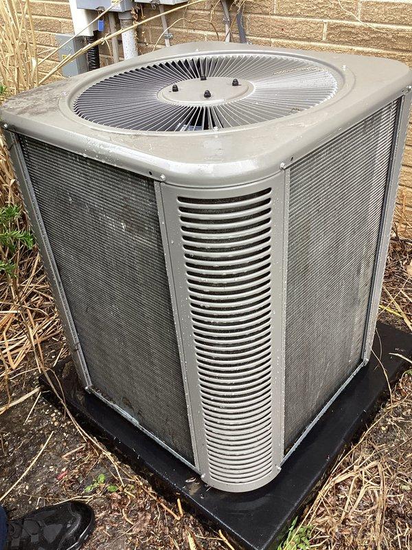 Completed comprehensive Air Care Maintenance on two HVAC systems, performing heating and cooling service protocols. Replaced two air filters and one humidifier pad as requested. Inspected humidifier operation and verified proper drainage function with no issues found. Cleaned heavily soiled condenser coil on outdoor unit which showed significant dirt and debris accumulation restricting airflow. Inspected condensing unit components, fan operation, and refrigerant lines. All systems tested and operating within normal parameters upon completion.