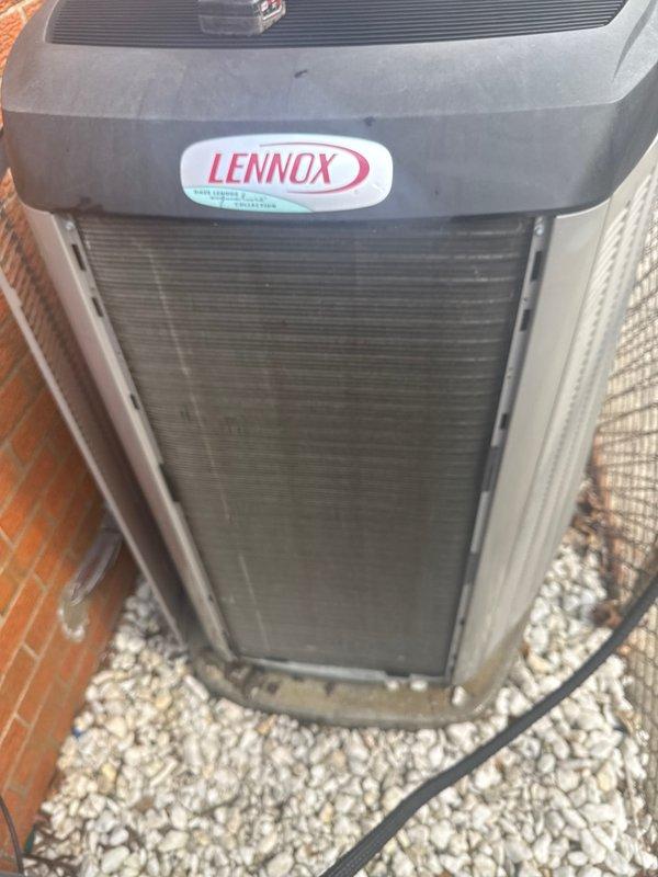 Completed annual cooling maintenance on residential Lennox outdoor condensing unit. Performed comprehensive inspection of condenser coils, electrical connections, and refrigerant levels, verifying proper operation of all components. Unit found in good working condition with no filters requiring replacement at this time.