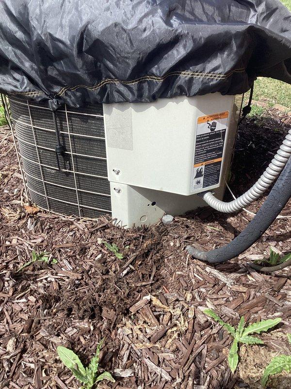 Completed scheduled maintenance on outdoor air conditioning unit. Replaced air filter and evaporative cooler pad as requested, ensuring proper airflow and system efficiency for the cooling season.