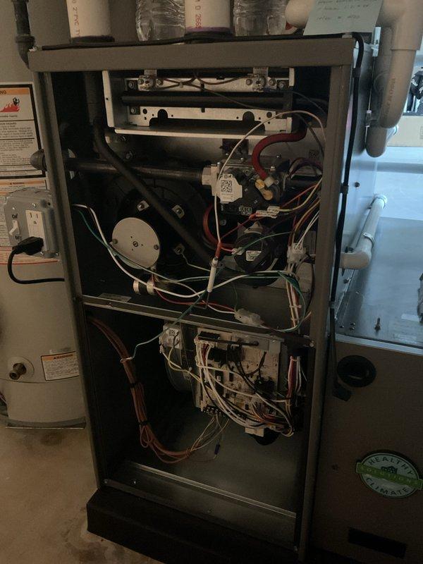 Completed comprehensive Annual HVAC Checkup including Air Care Heating and Air Care Cooling recurring service maintenance. Performed full system inspection of indoor furnace unit and outdoor condenser, checking all mechanical and electrical components, blower assembly, control boards, wiring connections, and condensate management systems. Installed PCO kit as specified to enhance indoor air quality and system performance.