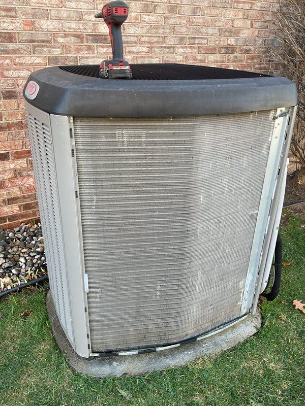 Completed spring air conditioning maintenance on an 8-year-old residential cooling system. Performed comprehensive AC tune-up including inspection of outdoor condenser unit, verification of proper operation, and standard preventive maintenance procedures. System found to be operating within normal parameters with no deficiencies noted at time of service.