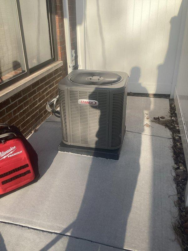 Completed complimentary spring maintenance on an 8-year-old Lennox central air conditioning system. Performed comprehensive AC tune-up including inspection of rooftop condensing unit, verified proper operation of all components, cleaned condenser coils and grilles, and confirmed system is functioning within manufacturer specifications. Unit showed normal wear for age with no issues identified; system ready for cooling season.