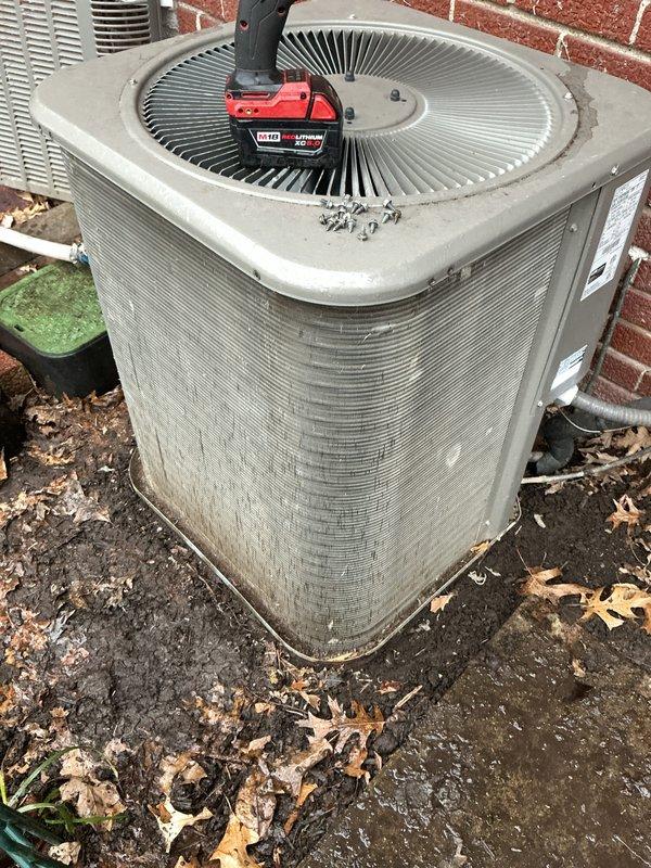Completed annual cooling maintenance on outdoor condensing unit. Performed comprehensive system inspection, cleaned condenser coil, checked refrigerant levels, tested electrical components, and verified proper operation of fan motor and compressor. Unit operating within normal parameters upon completion.