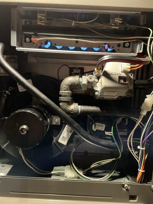 Completed annual cooling maintenance on Lennox HVAC system. Inspected gas furnace burner assembly with proper blue flame pattern, verified gas valve operation and electrical connections, checked air handler components, and replaced furnace filters. All equipment operating within normal parameters with no issues identified during comprehensive system evaluation.