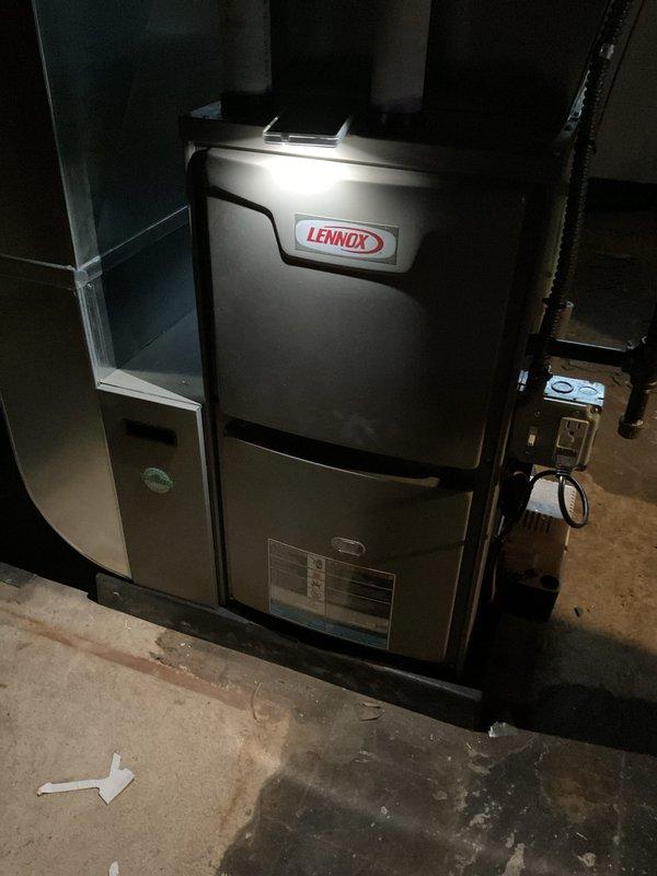 Completed annual cooling maintenance on Lennox HVAC system. Inspected gas furnace burner assembly with proper blue flame pattern, verified gas valve operation and electrical connections, checked air handler components, and replaced furnace filters. All equipment operating within normal parameters with no issues identified during comprehensive system evaluation.