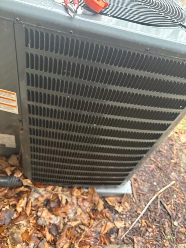 Completed scheduled air conditioning maintenance on outdoor condensing unit. Performed routine inspection of condenser coil, verified proper operation of fan motor and compressor, and checked refrigerant levels. Replaced air filter and cleaned condensate drain system. Unit operating within normal parameters upon completion of maintenance service.