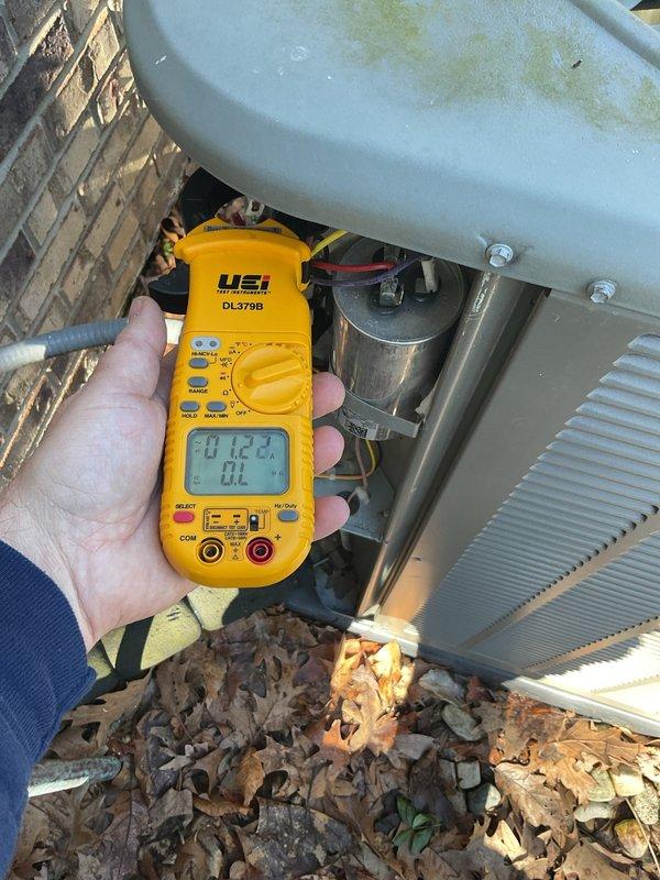 # HVAC Maintenance - ACM Completed

Performed comprehensive annual cooling maintenance on residential HVAC system. Replaced furnace filters and humidifier pad as part of scheduled maintenance protocol. Conducted thorough inspection of outdoor condensing unit, measuring capacitor performance with digital multimeter to verify proper electrical function and confirm readings within manufacturer specifications. 

Evaluated indoor air handler unit, utilizing clamp meter to measure amperage draw on blower motor and verify electrical consumption within normal operating parameters. Inspected all electrical connections, control wiring, and component operation. Verified proper airflow and system cycling. All components tested and found operating within acceptable ranges. System left in proper working condition with all access panels secured.