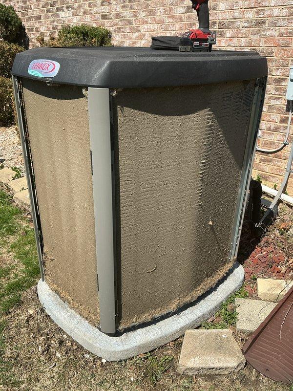 Performed routine air conditioning maintenance on residential Lennox condenser unit. Completed standard ACM protocol including system inspection, cleaning of condenser coils, verification of electrical connections at disconnect box, and operational testing of all components. Unit found in good working condition with no deficiencies noted.