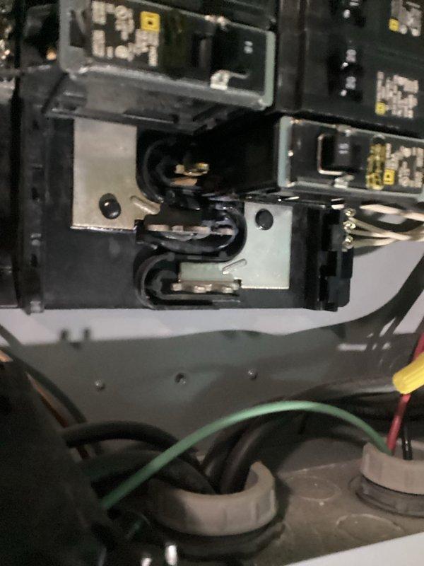 Technician responded to replace a breaker and discovered damage to the electrical panel box during inspection. Upon assessment, determined that no short circuit was present to resolve the underlying issue, and notified customer that repairs would be chargeable due to the panel damage requiring additional work beyond the original breaker replacement.