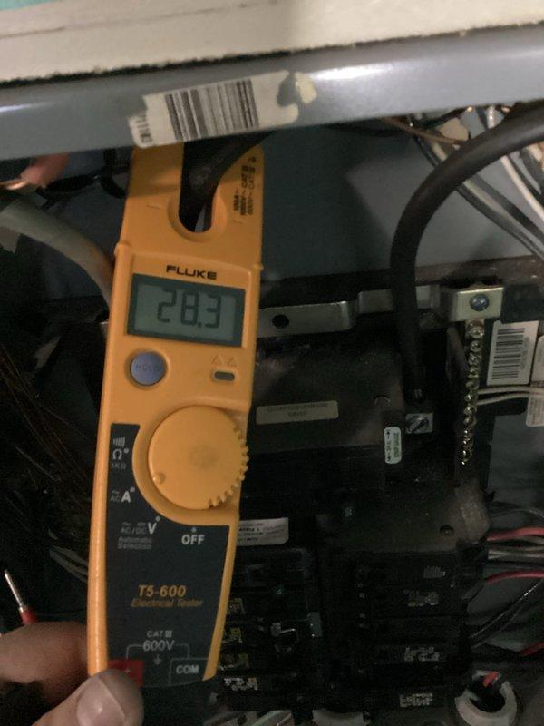 Technician responded to replace a breaker and discovered damage to the electrical panel box during inspection. Upon assessment, determined that no short circuit was present to resolve the underlying issue, and notified customer that repairs would be chargeable due to the panel damage requiring additional work beyond the original breaker replacement.