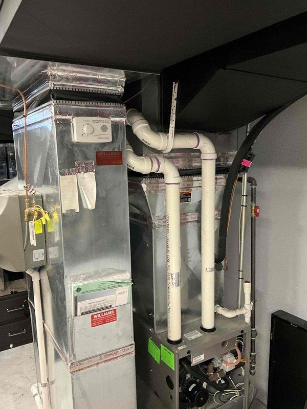 Provided comprehensive estimate for natural gas furnace and air conditioning system replacement in basement installation. Current 2013/2014 equipment non-operational, requiring full system replacement. Assessed existing ductwork configuration, humidifier integration, and condensate drainage system to ensure proper compatibility with new equipment specifications for this residential application.
