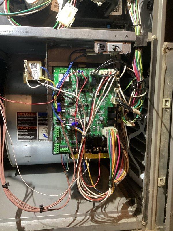 Responded to no heat call on 6-year-old furnace system. Upon arrival, performed diagnostic inspection of gas valve assembly and main control board. Found control system operational with proper electrical connections throughout. Inspected ignition module, gas valve components, and circuit board terminals—all functioning within normal parameters. Cleaned accumulated dust and debris from gas valve housing and internal components. Verified all wire connections secure at control board and safety devices. Tested system operation through complete heating cycle. Unit fired successfully and maintained proper operation. System restored to full heating capacity.