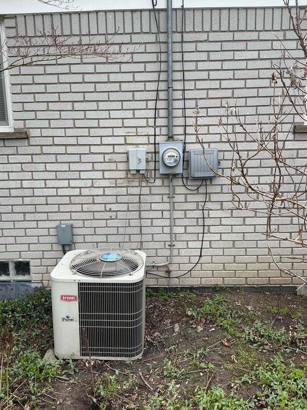 Provided estimate for new mini split installation in sunroom area. Customer specifically requested Mitsubishi hyper heat system with MSZ-FX09NL indoor unit and SUZ-AA09NLHZ outdoor unit. Assessed existing electrical infrastructure including meter location, disconnect boxes, and available conduit pathways on exterior brick wall for outdoor unit placement and line set routing to sunroom.