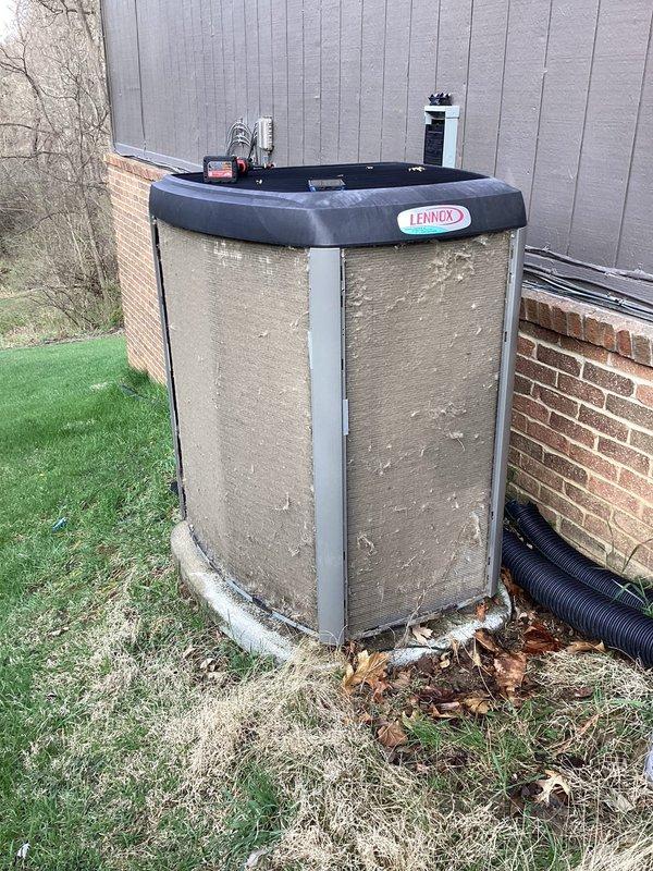 Completed annual cooling maintenance on Lennox outdoor condensing unit. Performed comprehensive system inspection, cleaned condenser coils, checked refrigerant levels and electrical connections, verified proper operation of all components, and tested system performance to ensure optimal efficiency for the upcoming cooling season.