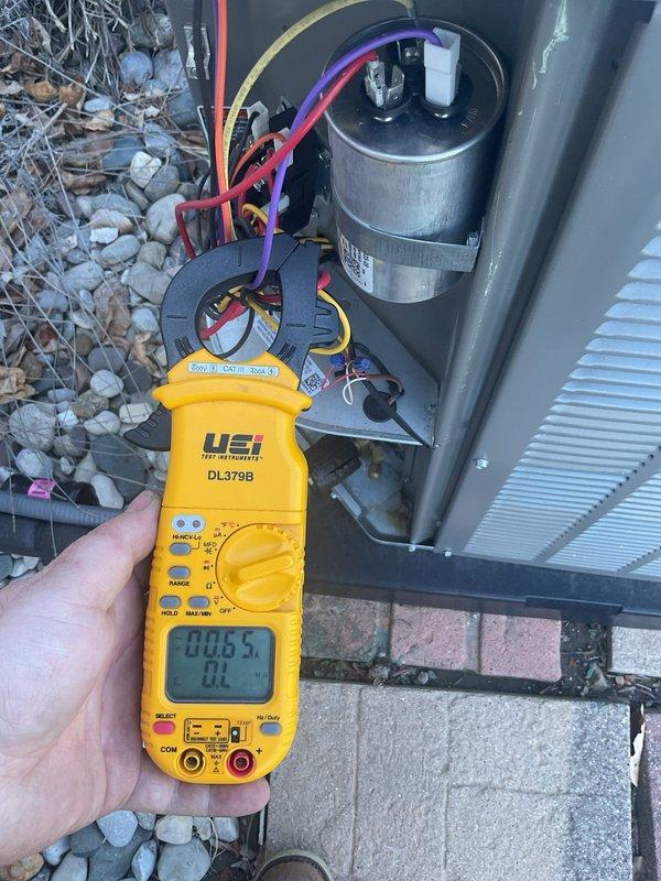 Completed scheduled Air Care Maintenance on air conditioning system. Performed comprehensive electrical diagnostics using digital clamp meter to measure amperage draw on compressor and system components, verifying all readings were within manufacturer specifications. Inspected capacitor, electrical connections, and wiring integrity to ensure proper system operation and safety compliance.