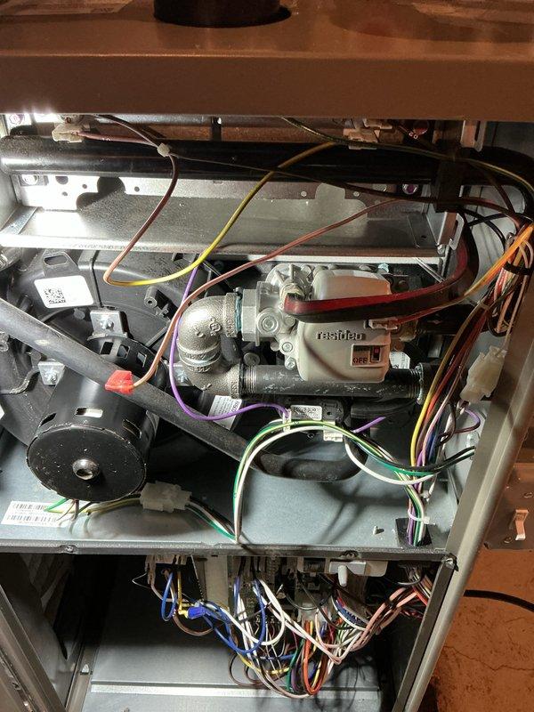 Completed complimentary annual furnace maintenance and tune-up on gas heating system under membership agreement. Performed comprehensive inspection of all internal components including gas valve assembly, blower motor, electrical connections, and control board. Verified proper operation of all mechanical and electrical systems, checked wiring connections and routing throughout unit, and documented equipment condition with photographs. All components found to be functioning within normal parameters with no issues identified or repairs required at this time.