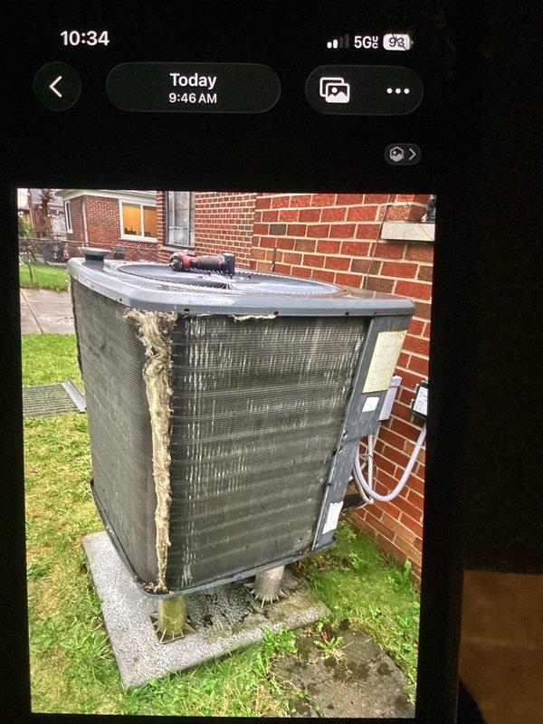 Completed annual cooling maintenance on residential heat pump system. Performed system diagnostics using digital manifold gauges to verify refrigerant pressures and temperatures, confirming proper system operation. Inspected outdoor condenser unit, noting accumulated debris on exterior panels and coil surfaces requiring attention during future service. Replaced air filters as needed per maintenance protocol.
