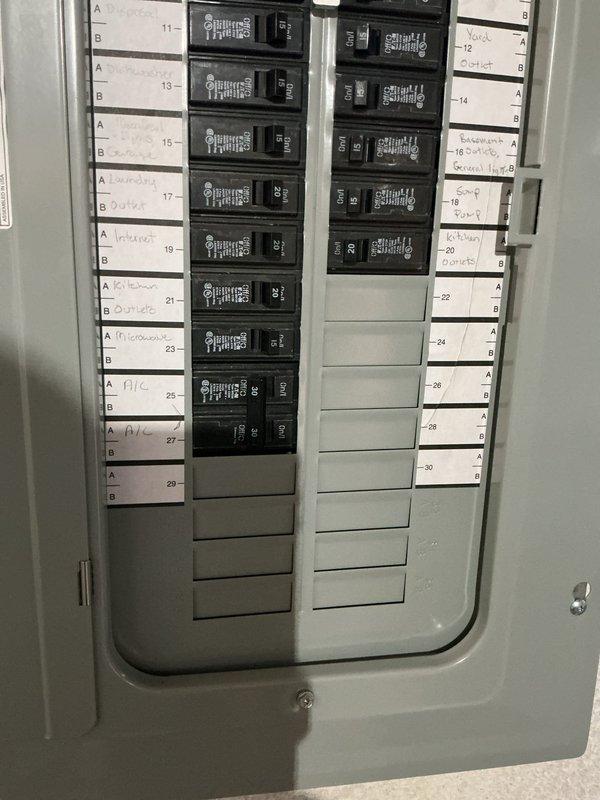 Responded to no-cool call on 3-year-old air conditioning system displaying E434 error code. Upon arrival, found tripped circuit breaker at main electrical panel dedicated to A/C unit. Reset breaker, verified proper amperage draw, and confirmed system returned to normal cooling operation. Thermostat displayed proper temperature readings and system communication was restored with no further error codes present.