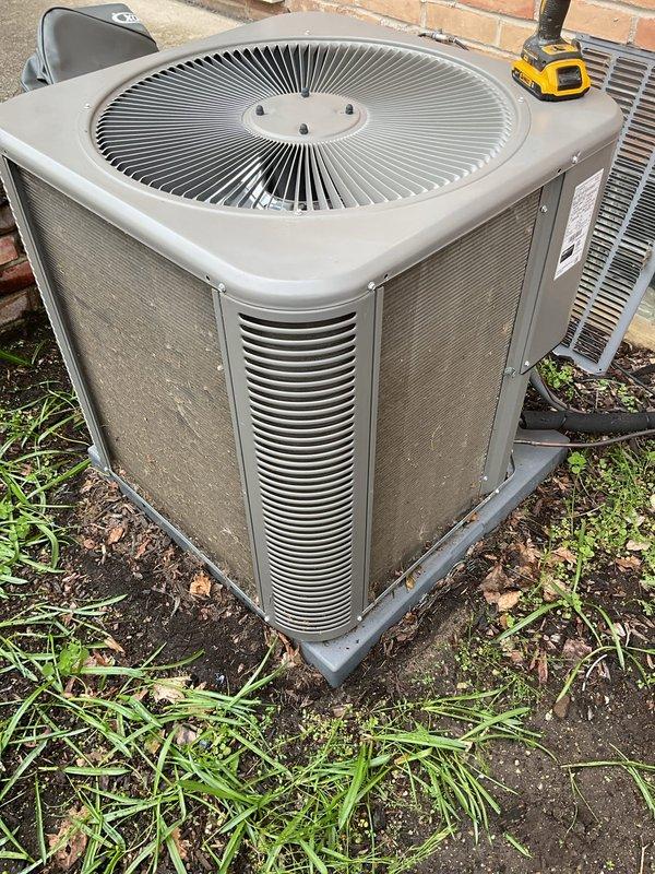 Completed comprehensive preventive maintenance and tune-up on residential air conditioning system in preparation for summer cooling season. Performed thorough inspection of outdoor condenser unit, including cleaning of exterior panels, louvers, and mesh screening which showed accumulated dirt and debris. Verified proper fan operation, checked refrigerant levels, inspected electrical connections, and tested system performance. Unit confirmed to be in good working order with no issues identified. All components functioning within normal operating parameters.
