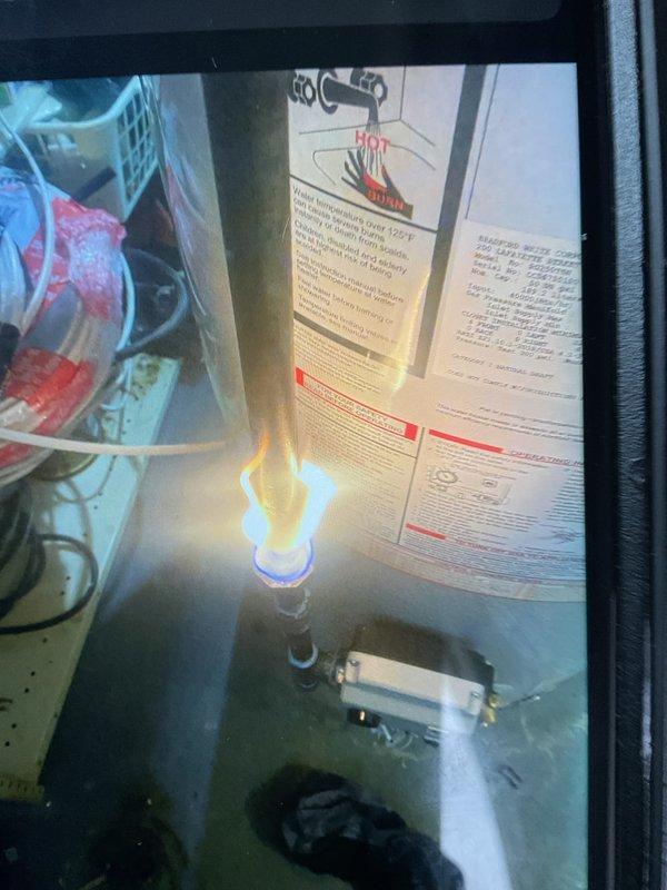 Responded to callback for gas odor reported following same-day installation of 50-gallon hot water heater. Upon arrival, performed comprehensive leak detection inspection of all gas connections, including supply line, gas valve, and burner assembly connections. Verified proper burner operation and flame characteristics, confirming normal blue flame with orange tips and no irregular combustion patterns. Inspected installation quality, including gas piping connections, venting, and appliance positioning. Used leak detection solution on all threaded connections and union fittings with negative results. Monitored unit through complete heating cycle to ensure safe operation. Documented unit operating normally with no gas leaks detected at time of callback inspection. Addressed customer concerns and provided operational overview of new water heater.