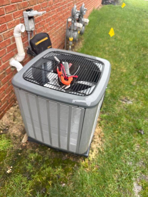 Completed annual cooling maintenance on residential air conditioning system. Performed comprehensive inspection of outdoor condensing unit, verified proper operation of all components, checked refrigerant lines and electrical connections, and tested system performance with diagnostic equipment. No air filters required at this time, and residential annual contract was processed during the visit.