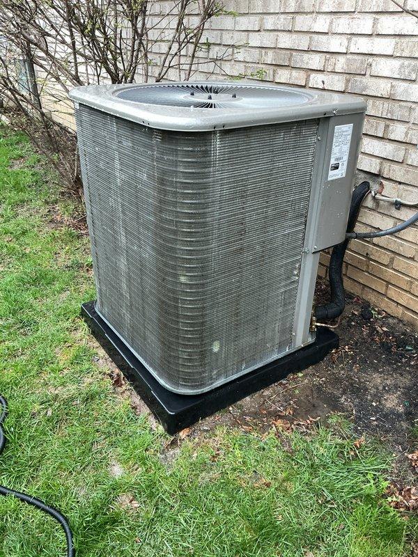 Performed comprehensive air conditioning maintenance on residential outdoor condenser unit. Completed full system inspection including cleaning of condenser coils, verification of proper refrigerant levels, testing of electrical connections, and confirmation of adequate airflow clearances. Unit operating within normal parameters upon completion of preventive maintenance service.